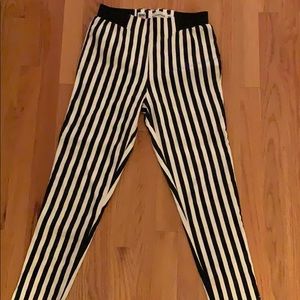 Black and white striped pants